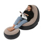Thick Inflatable Lazy Chair with Footstool - Coffee Flocking Surface-Sofa 116x96x83cm - chair