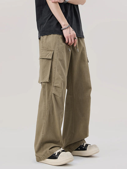 Men's Relaxed Fit Cargo Pants with Drawstring - -