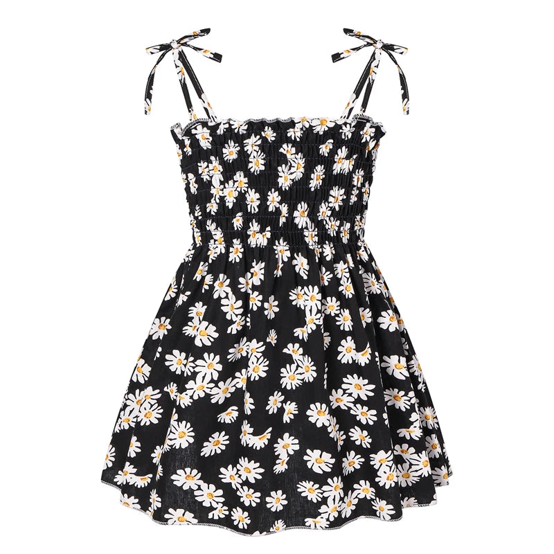 Girls Sleeveless Cotton Flower Print Sundress