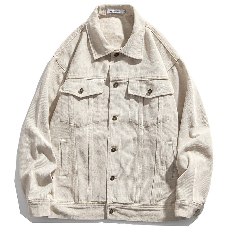Retro Loose Jacket with Patch Design - Khaki XL - jacket