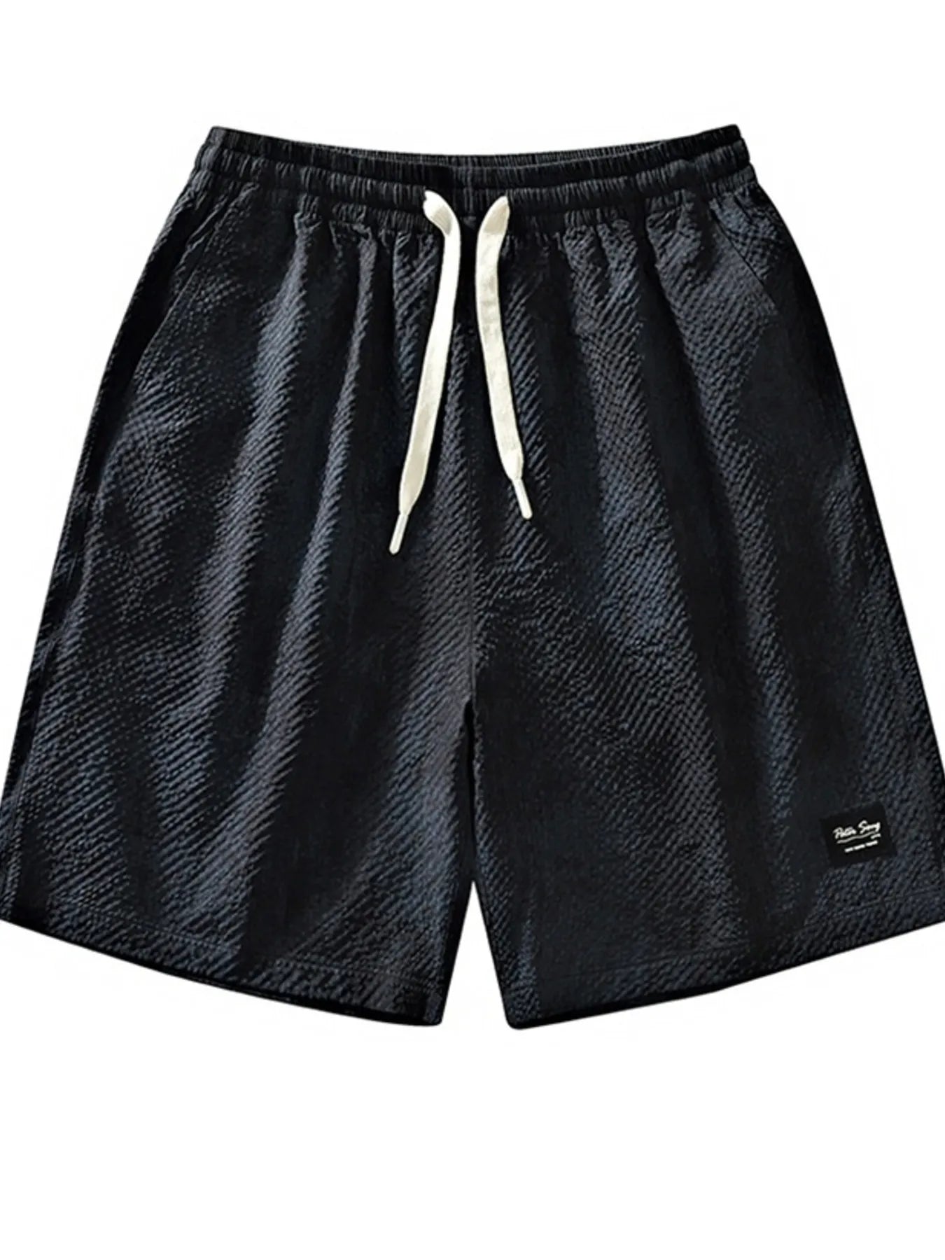 Men's Plus Size Drawstring Shorts with Pockets - Black -