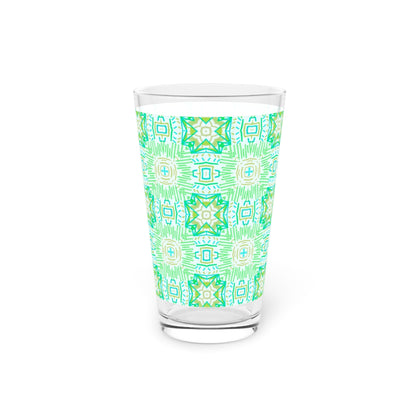 Light Green Geometric Pint Glass - 16oz - Kia Day Design