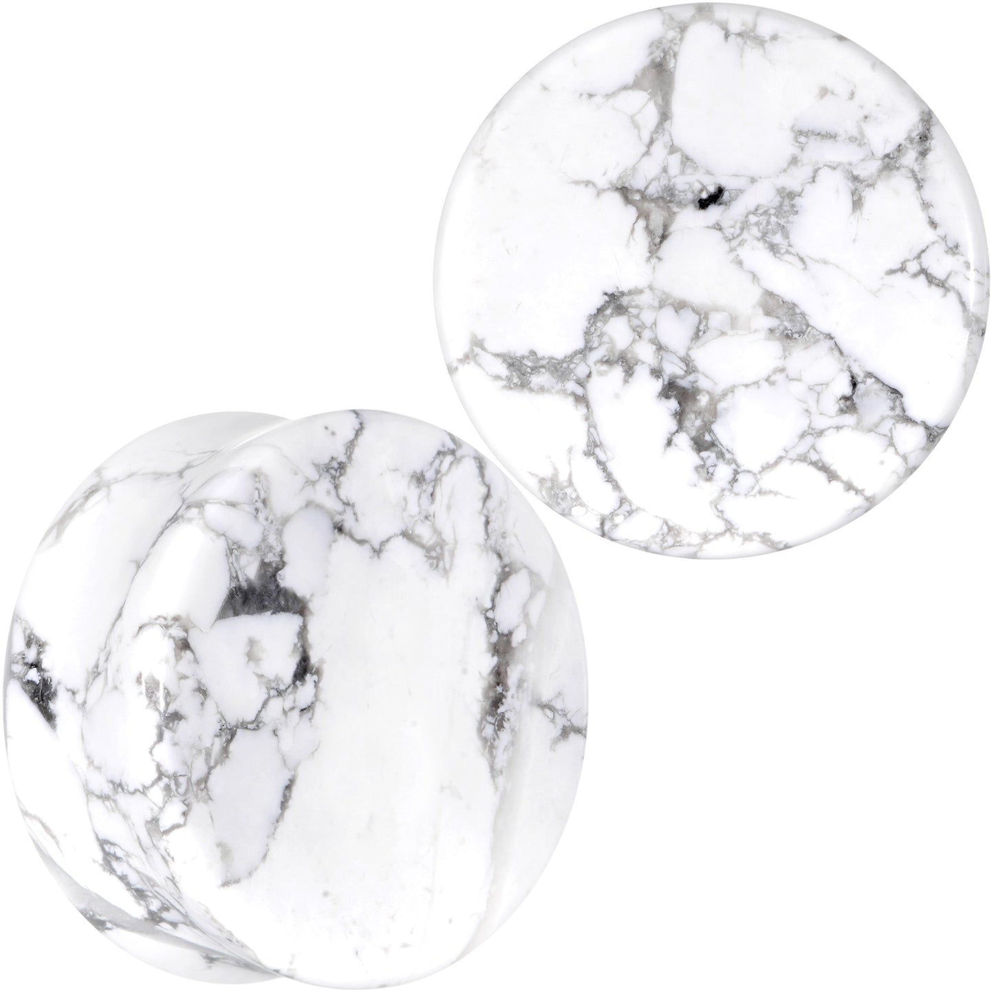 Natural White Howlite Stone Saddle Plug Set - - PLUG Saddle