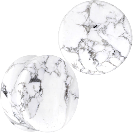 Natural White Howlite Stone Saddle Plug Set - - PLUG Saddle