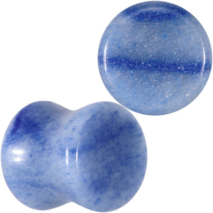 Natural Blue Aventurine Stone Saddle Plug Set - 00 Gauge (10mm) - PLUG Saddle