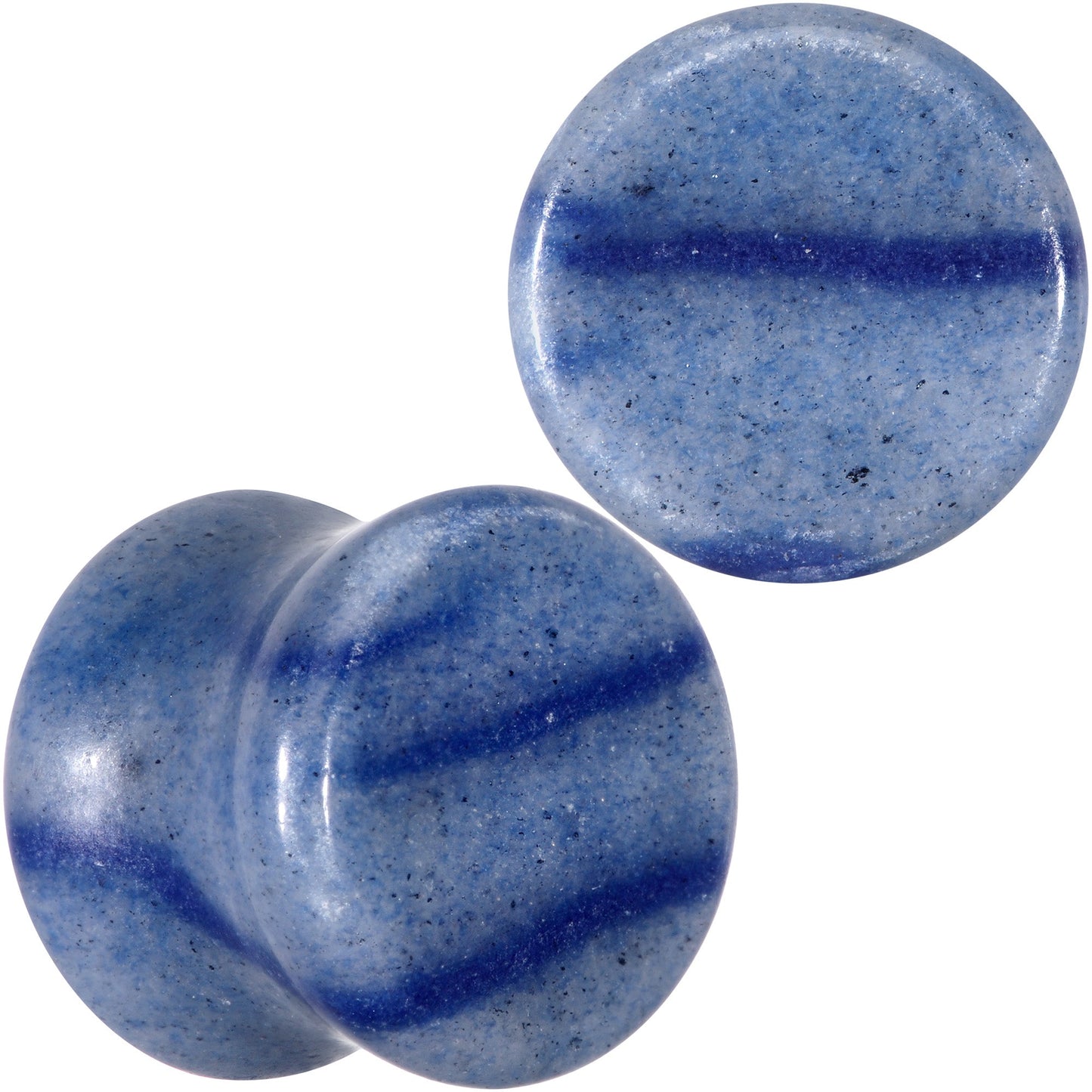 Natural Blue Aventurine Stone Saddle Plug Set - 6mm (2 Gauge) - PLUG Saddle