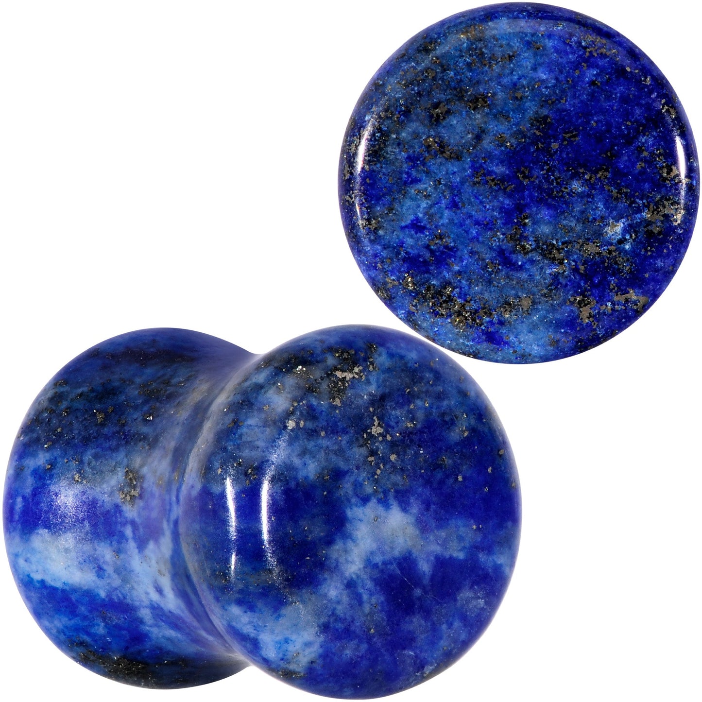 Natural Blue Lapis Stone Saddle Plug Set - 0 Gauge (8mm) - PLUG Saddle