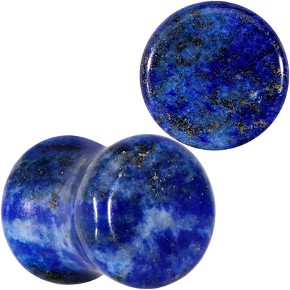 Natural Blue Lapis Stone Saddle Plug Set - 0 Gauge (8mm) - PLUG Saddle