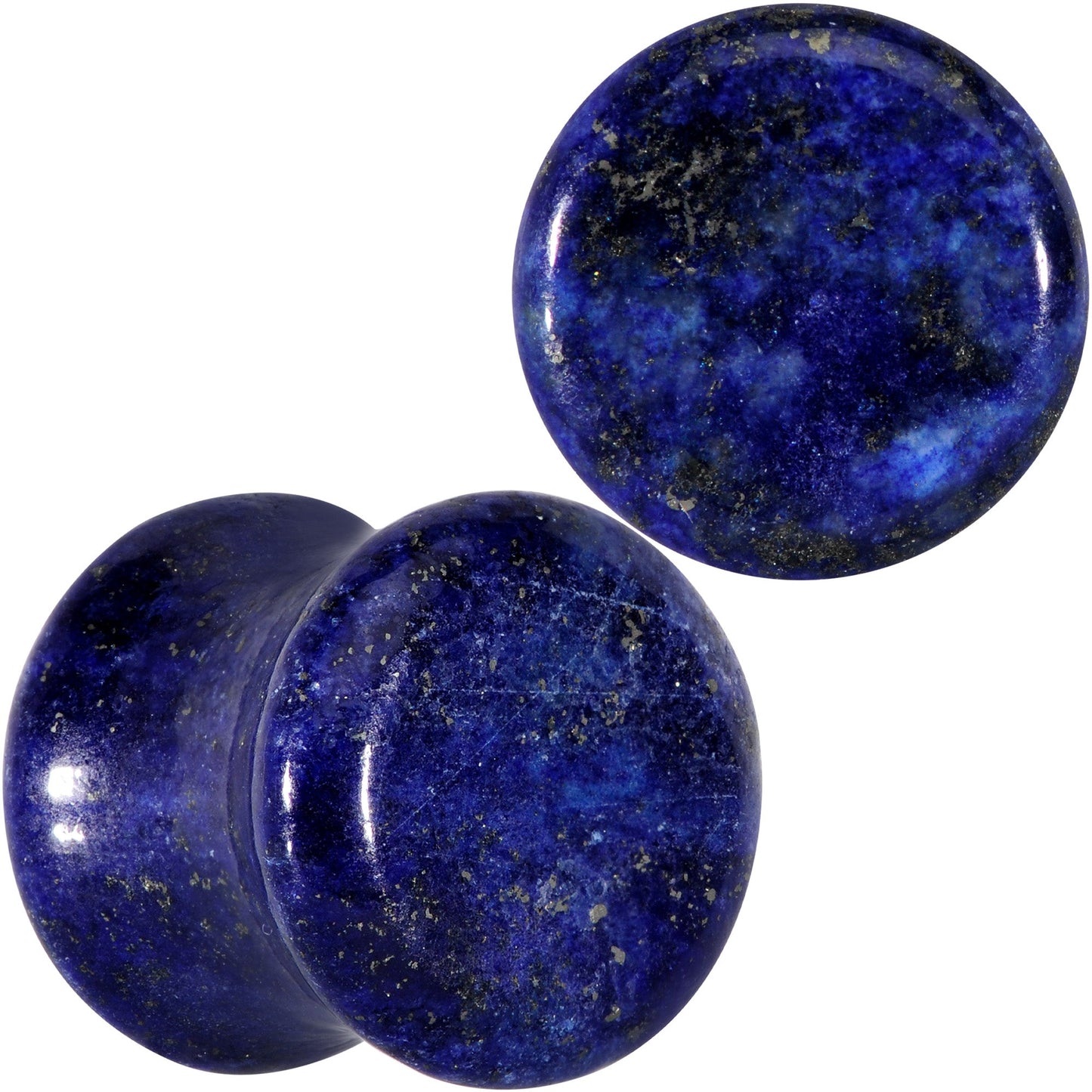 Natural Blue Lapis Stone Saddle Plug Set - 00 Gauge (10mm) - PLUG Saddle