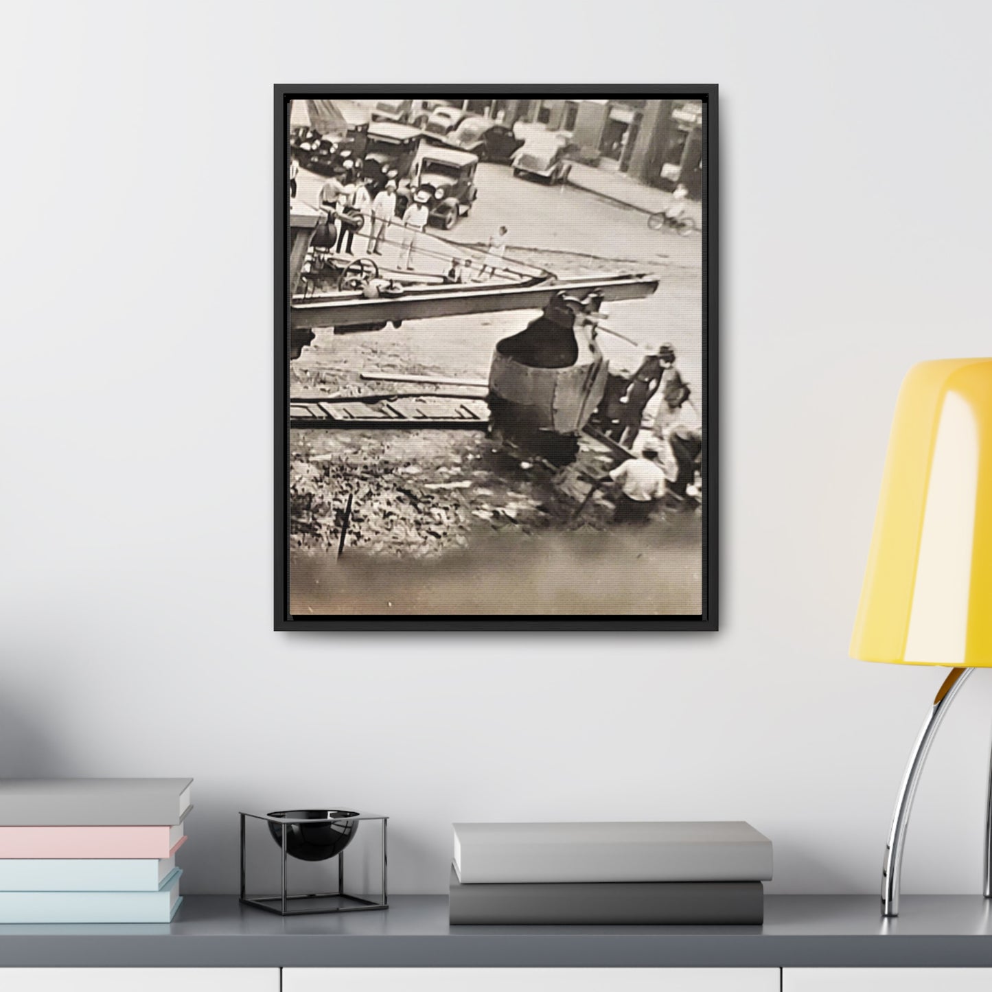 Concrete Worker Gallery Canvas Wraps, Vertical Frame