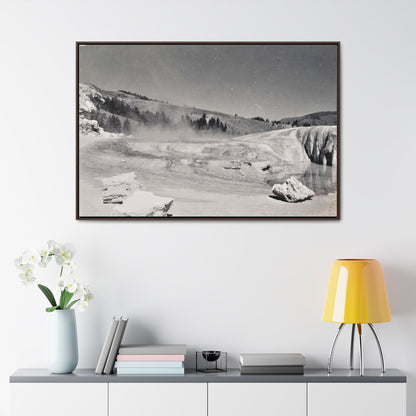 Mammoth Hot Springs Gallery Canvas Wraps Horizontal Frame 48″ x 32″ Walnut Premium Gallery Wraps (1.25″)