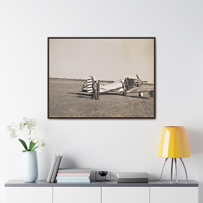 Army Pursuit Plane Ames Airport 1939 Gallery Canvas Wraps, Horizontal Frame 40″ x 30″ Walnut 1.25"