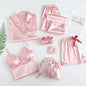 7pc Long Sleeve Pajama Sleepwear Sets Pink