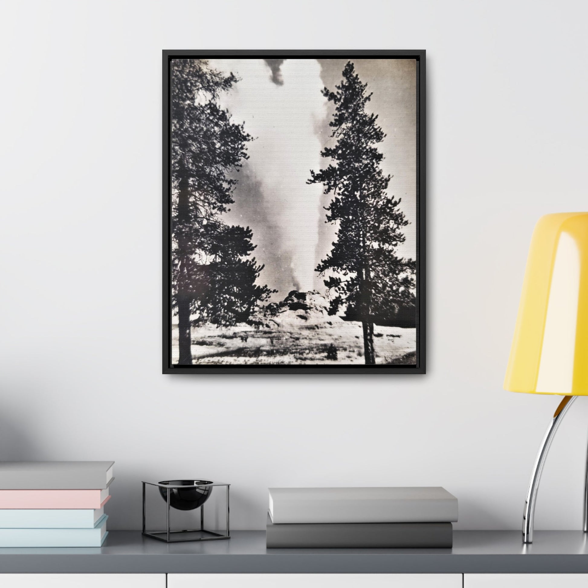 Castle Geyser Yellowstone Gallery Canvas Wraps Vertical Frame - 16″ x 20″ Premium Gallery Wraps (1.25″) Black - Canvas