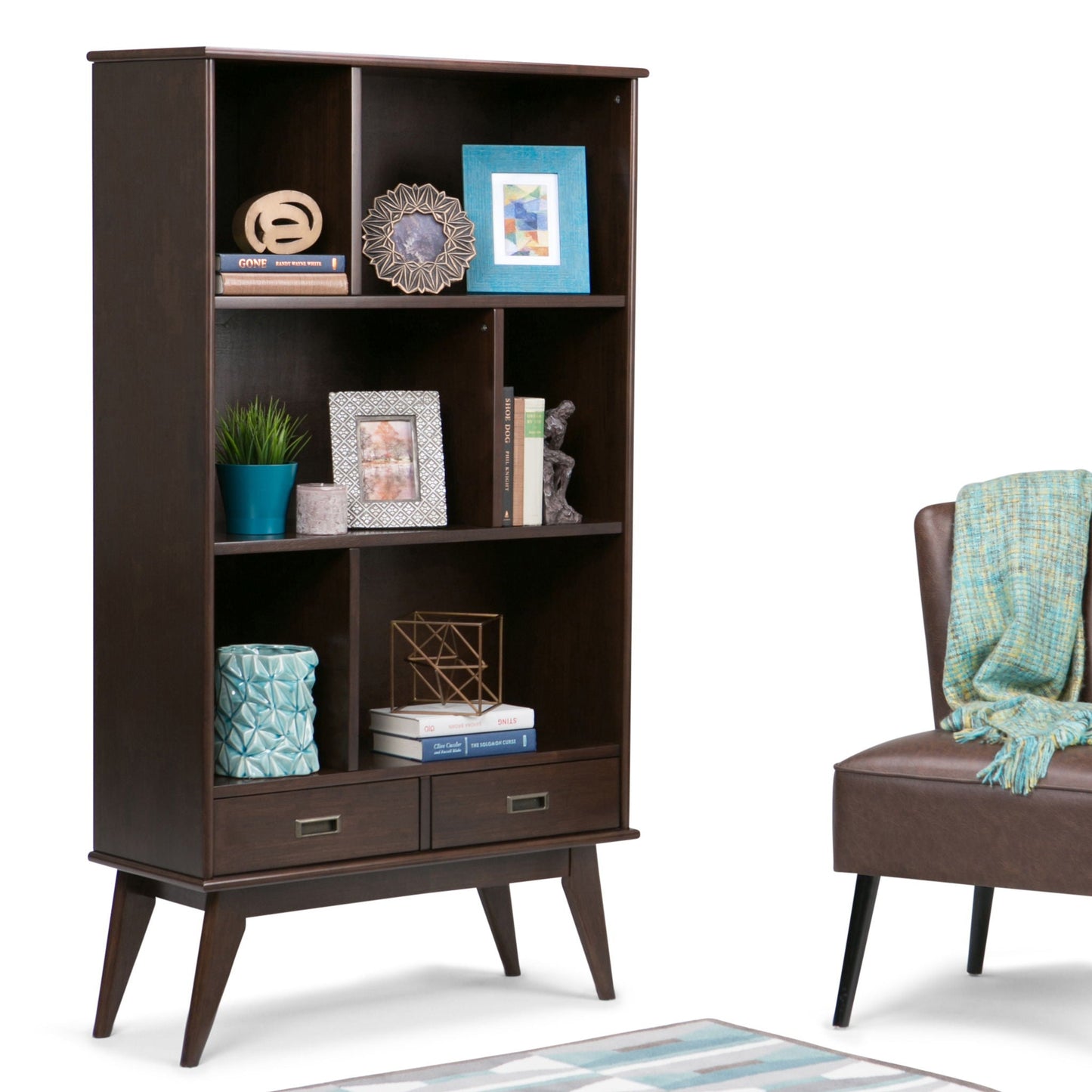 Draper - Mid Century Wide Bookcase And Storage Unit- Unique Piece Furniture- {{Product type}}