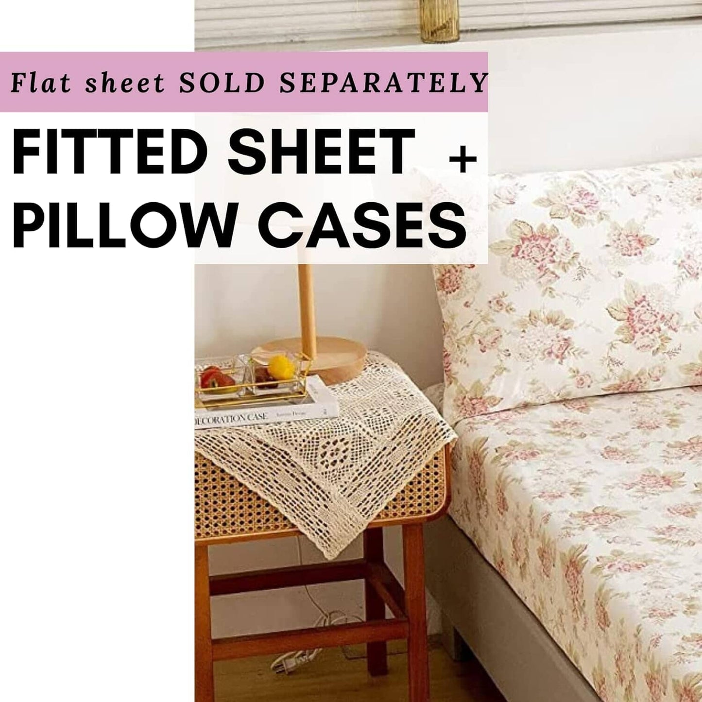 DaDa Bedding Hint of Mint Floral Cotton Fitted Sheet Set - - Sheet Sets