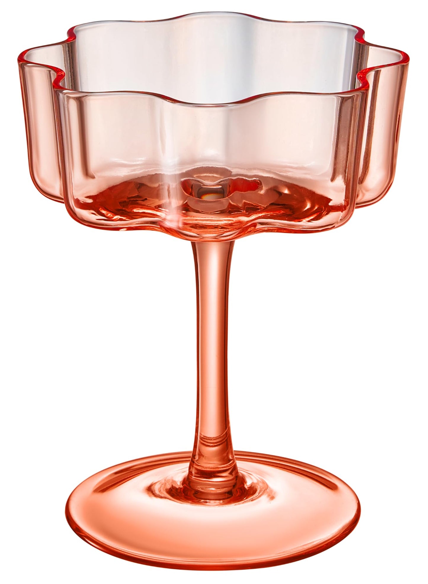 Flower Wave Coupe Cocktail Colored Glasses | Set of 5 | Fall/Holiday Colors - -
