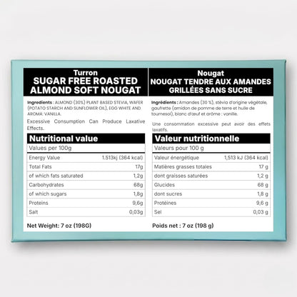 Andy Anand Sugar-Free Roasted Almond Nougat Brittle, 18 pc, 7 oz – Gluten-Free Keto Italian Torrone, Diabetic-Friendly Gourmet Gift Box - - Food & Beverages > Desserts & Sweets > Nougat