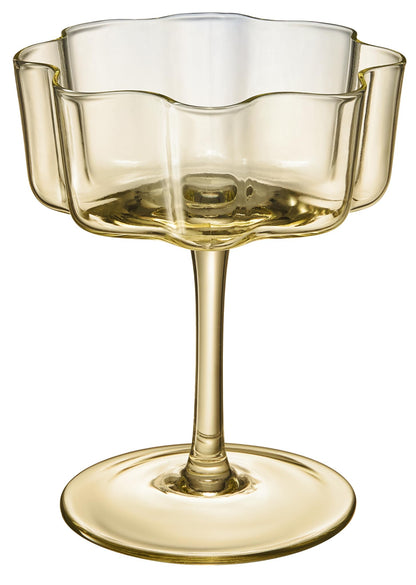 Flower Wave Coupe Cocktail Colored Glasses | Set of 5 | Fall/Holiday Colors - -