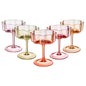 Flower Wave Coupe Cocktail Colored Glasses | Set of 5 | Fall/Holiday Colors - -