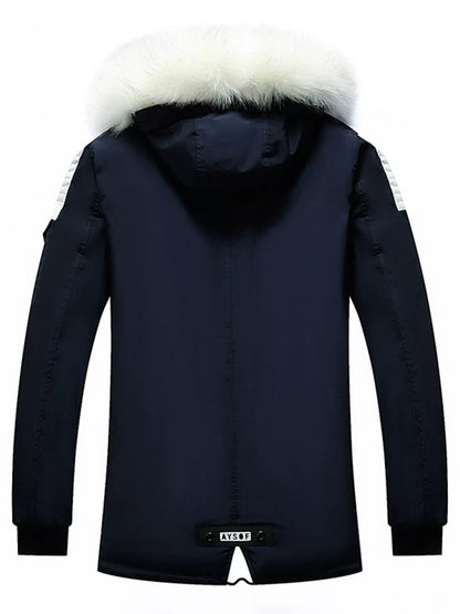Men's Plus Size Fur Hooded Winter Parka Jacket - -