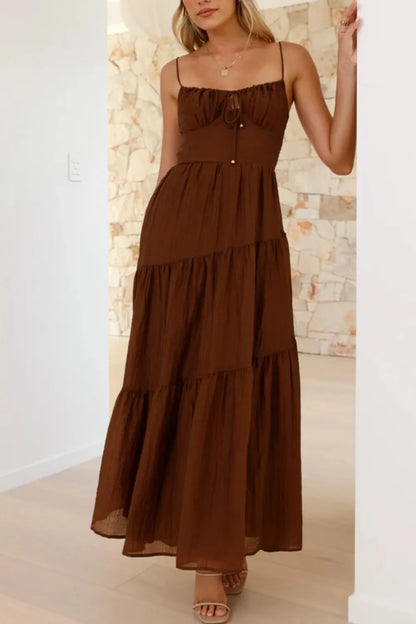 Ruched Smocked Back Cami Dress - -