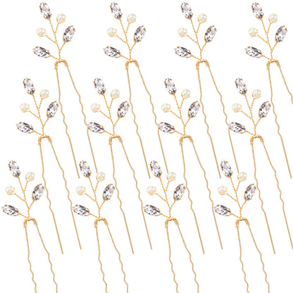 Luinabio 12 Crystal Bridal Hair Pins with Pearls and Rhinestones - - hair pin