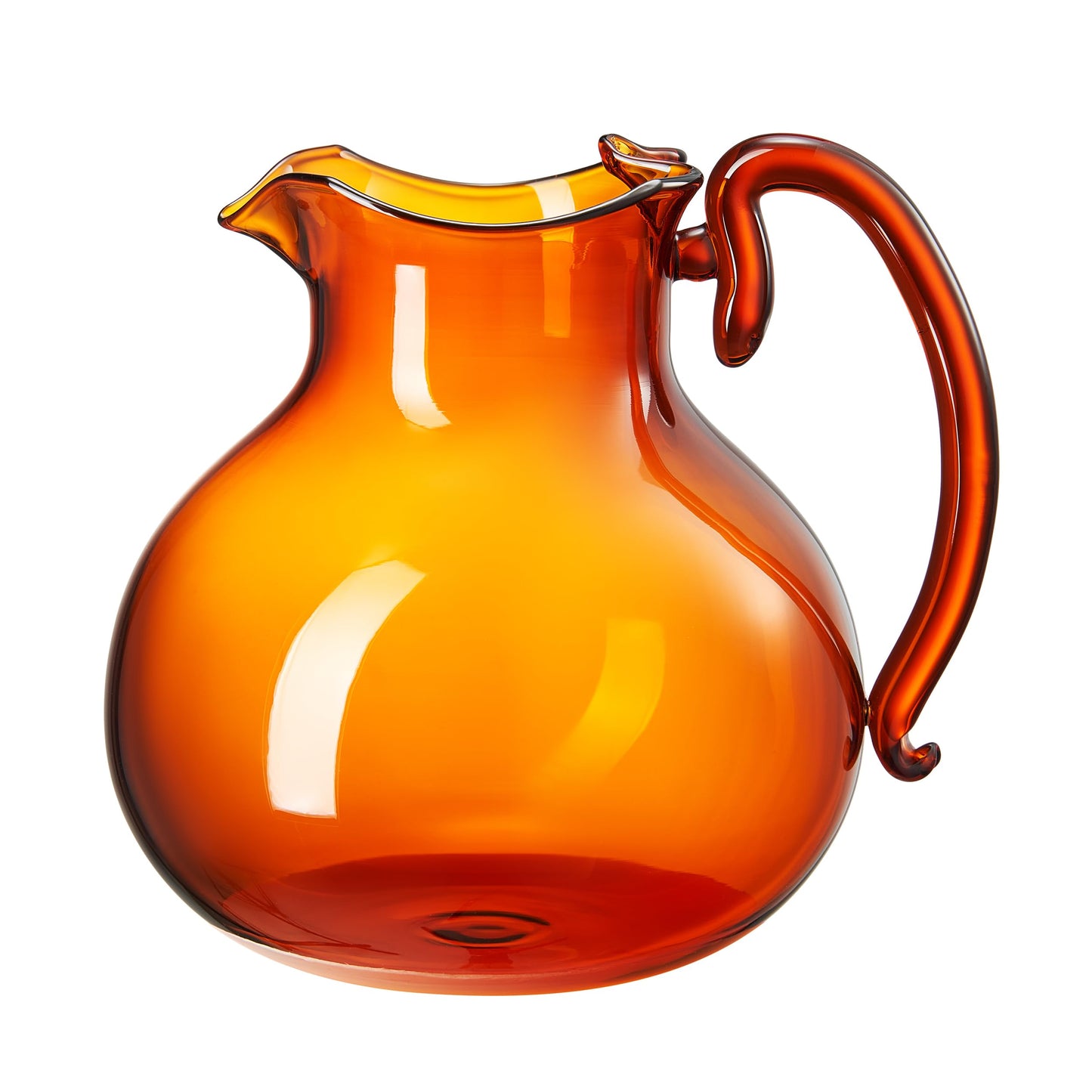 Italian Design Amber Glass Jug Mouth-Blown Venetian Pitcher 750ml Handmade Murano - - jug