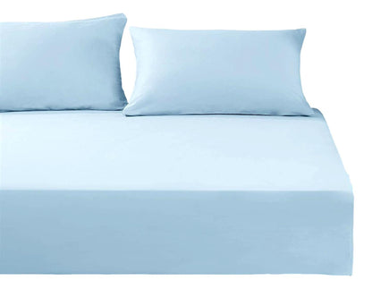 DaDa Bedding Cotton Soothing Light Sky Blue Fitted Sheet (JHW-604) - - Bed Sheet