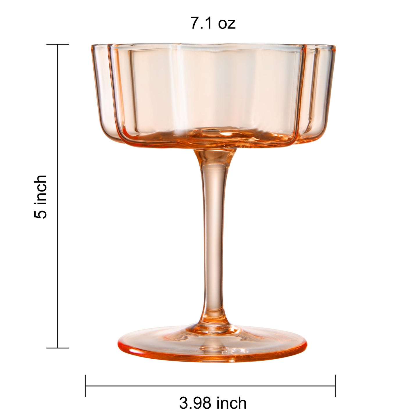Flower Wave Coupe Cocktail Colored Glasses | Set of 5 | Fall/Holiday Colors - -