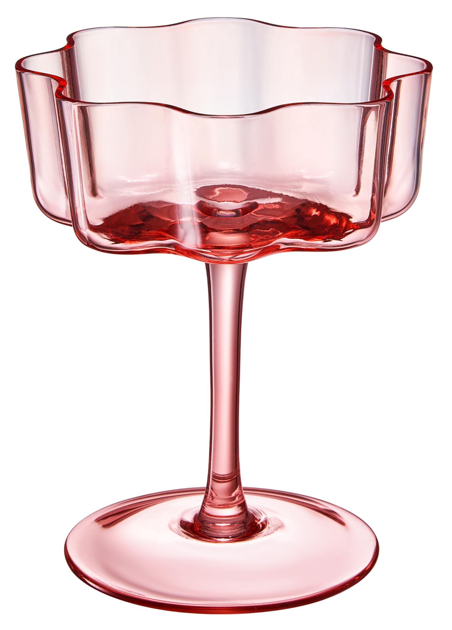 Flower Wave Coupe Cocktail Colored Glasses | Set of 5 | Fall/Holiday Colors - -