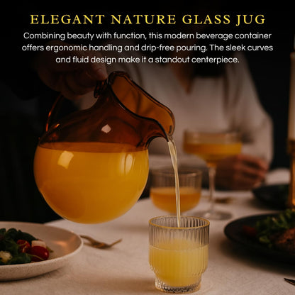 Italian Design Amber Glass Jug Mouth-Blown Venetian Pitcher 750ml Handmade Murano - - jug