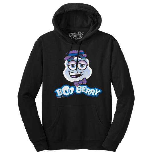 Boo Berry Cereal Logo Hooded Sweatshirt - Black - - mens tee