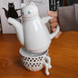 Ceramic Cup Set with Black and White Cat Design - White - tea set