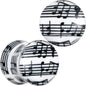 Black White Acrylic Music Notes Double Flare Plug Set - 12mm (1 2") - PLUG Double Flare