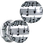 Black White Acrylic Music Notes Double Flare Plug Set - 14mm (9 16") - PLUG Double Flare