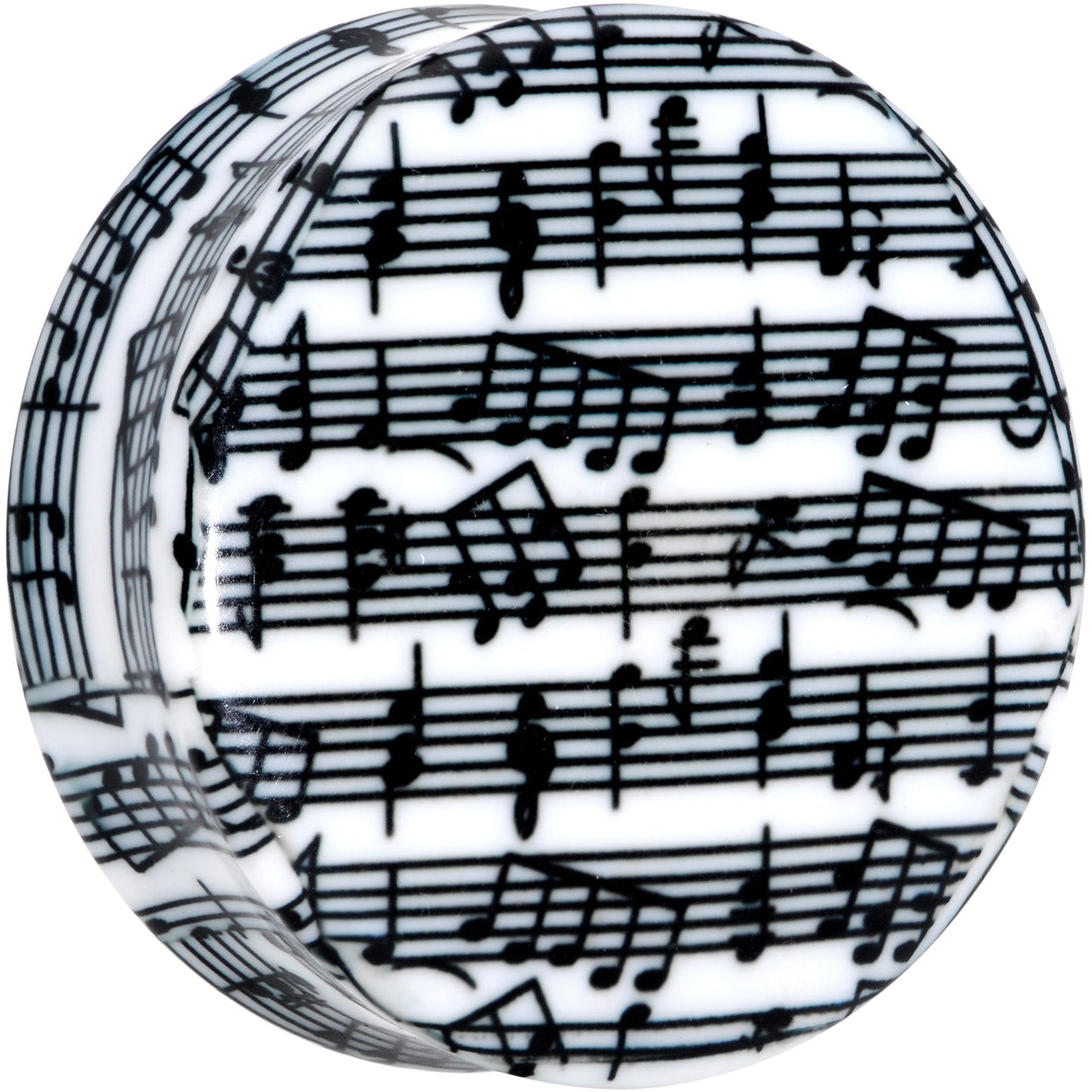 Black White Acrylic Music Notes Double Flare Plug Set - - PLUG Double Flare