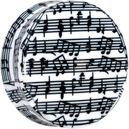Black White Acrylic Music Notes Double Flare Plug Set - - PLUG Double Flare