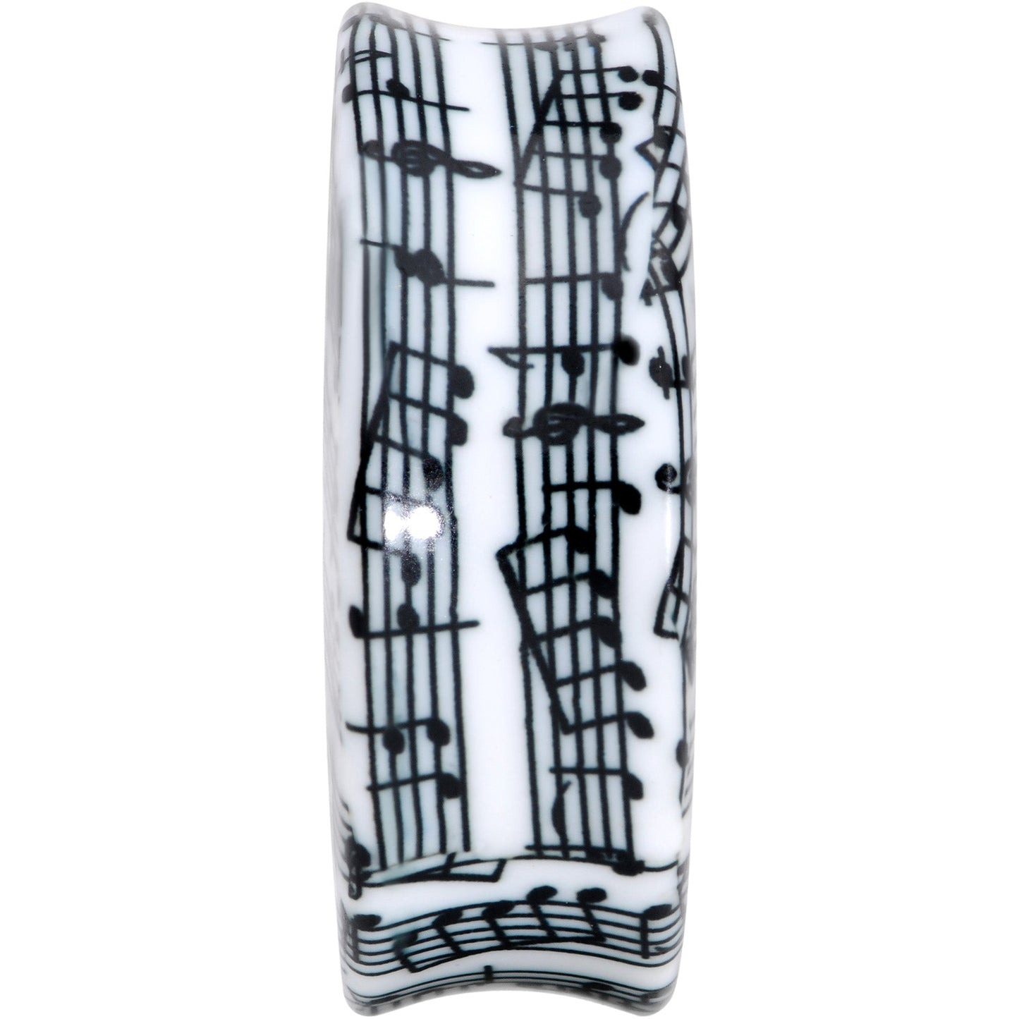 Black White Acrylic Music Notes Double Flare Plug Set - - PLUG Double Flare
