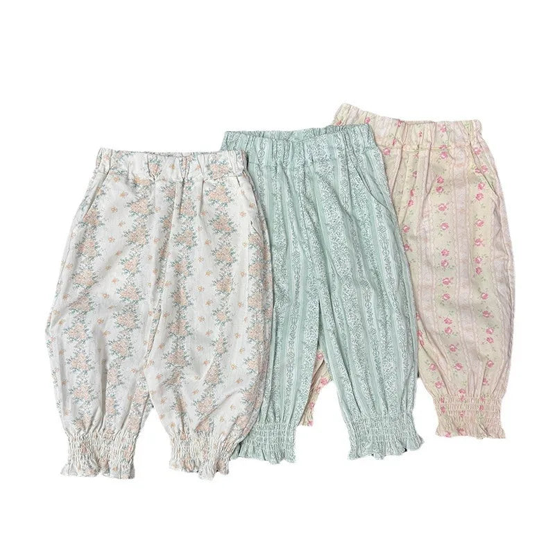 Kids High Waist Pants Floral Printed