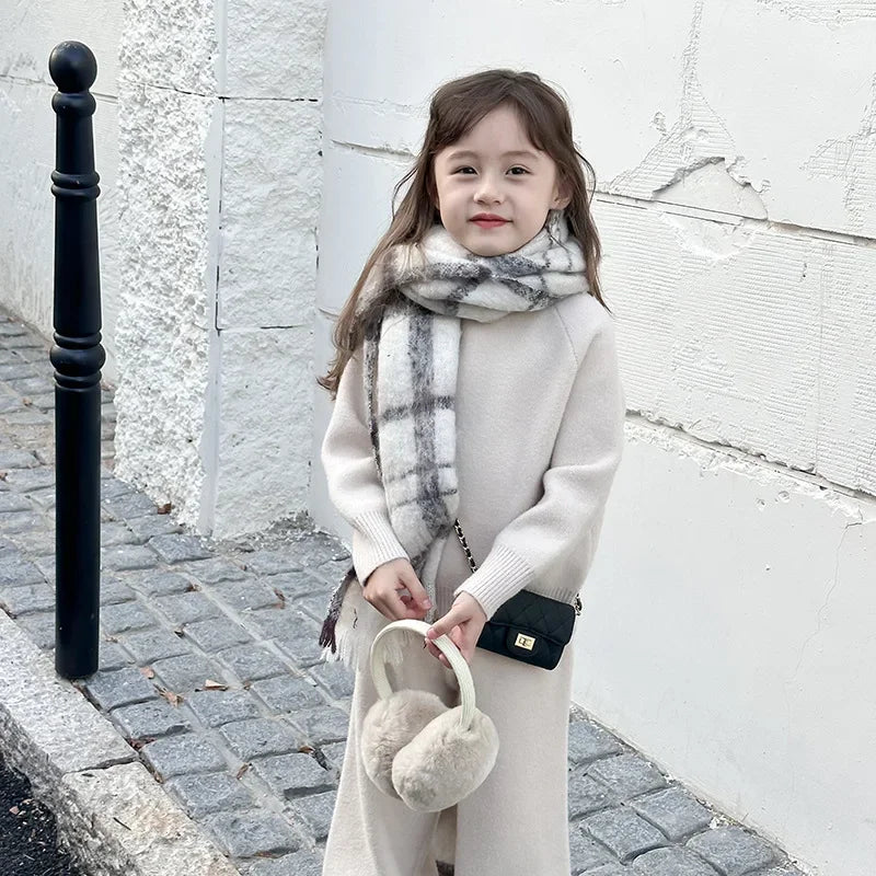 Girls Turtleneck Solid Color Sweater and Pants Set