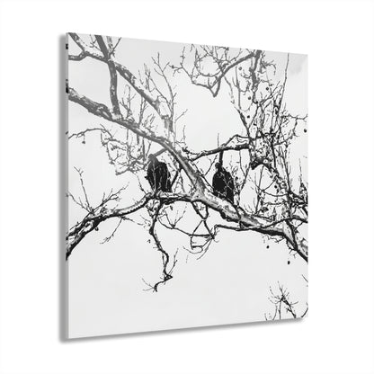 Black & White Buzzards Silhouette Acrylic Print — Modern Minimalist Wall Art - - Home Decor