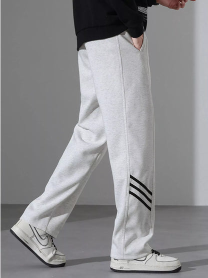 Men's Full Size Casual Loose Fit Sweatpants with Stripes Plus Size - -