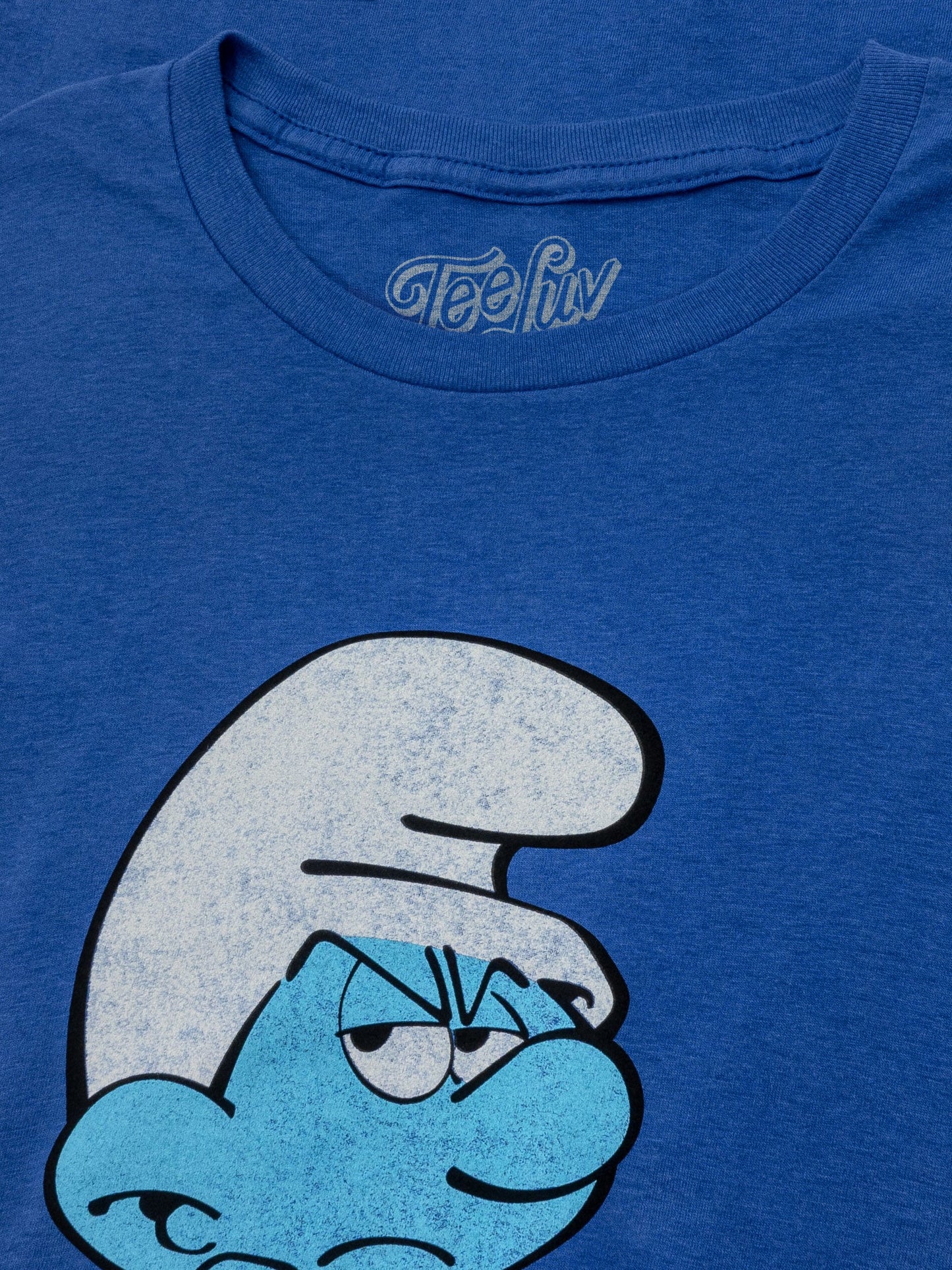 Retro Grouchy Smurf T-Shirt - Royal Blue - - mens tee