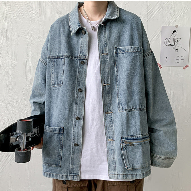 Jean Jacket Vaquero Tie Dye Cargo Outwear Tie dye Men Denim Jacket