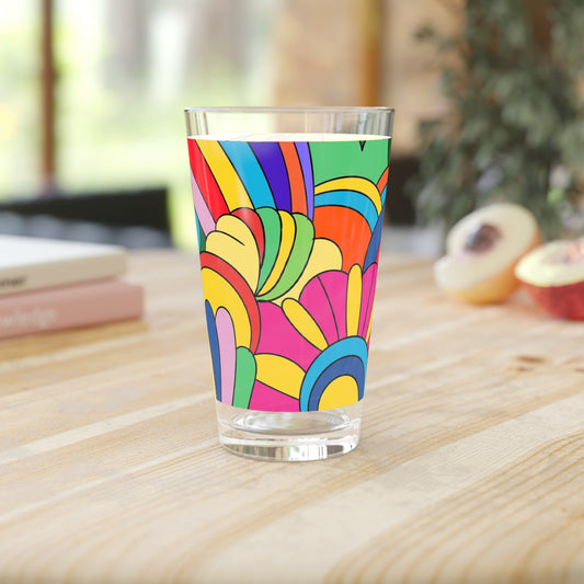 Colorful Floral Pint Glass - 16oz - Kia Day Design