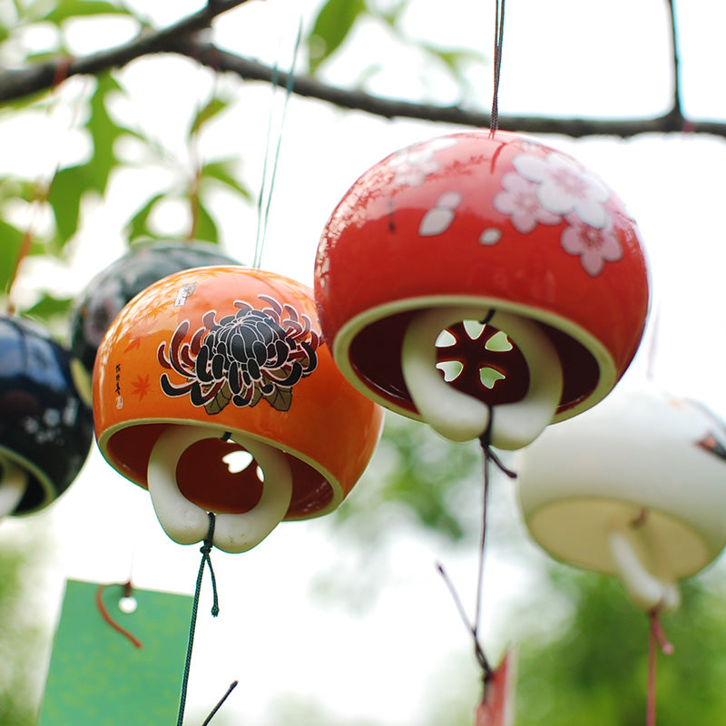 Japanese Cherry Blossom Ceramic Wind Chimes - - Wind Chimes