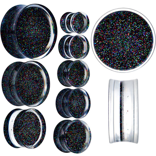 Clear Black Acrylic Rainbow Glitter Glam Saddle Plug Set - - PLUG Saddle