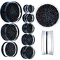Clear Black Acrylic Rainbow Glitter Glam Saddle Plug Set - - PLUG Saddle