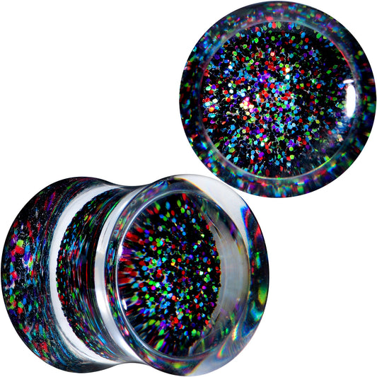 Clear Black Acrylic Rainbow Glitter Glam Saddle Plug Set - - PLUG Saddle